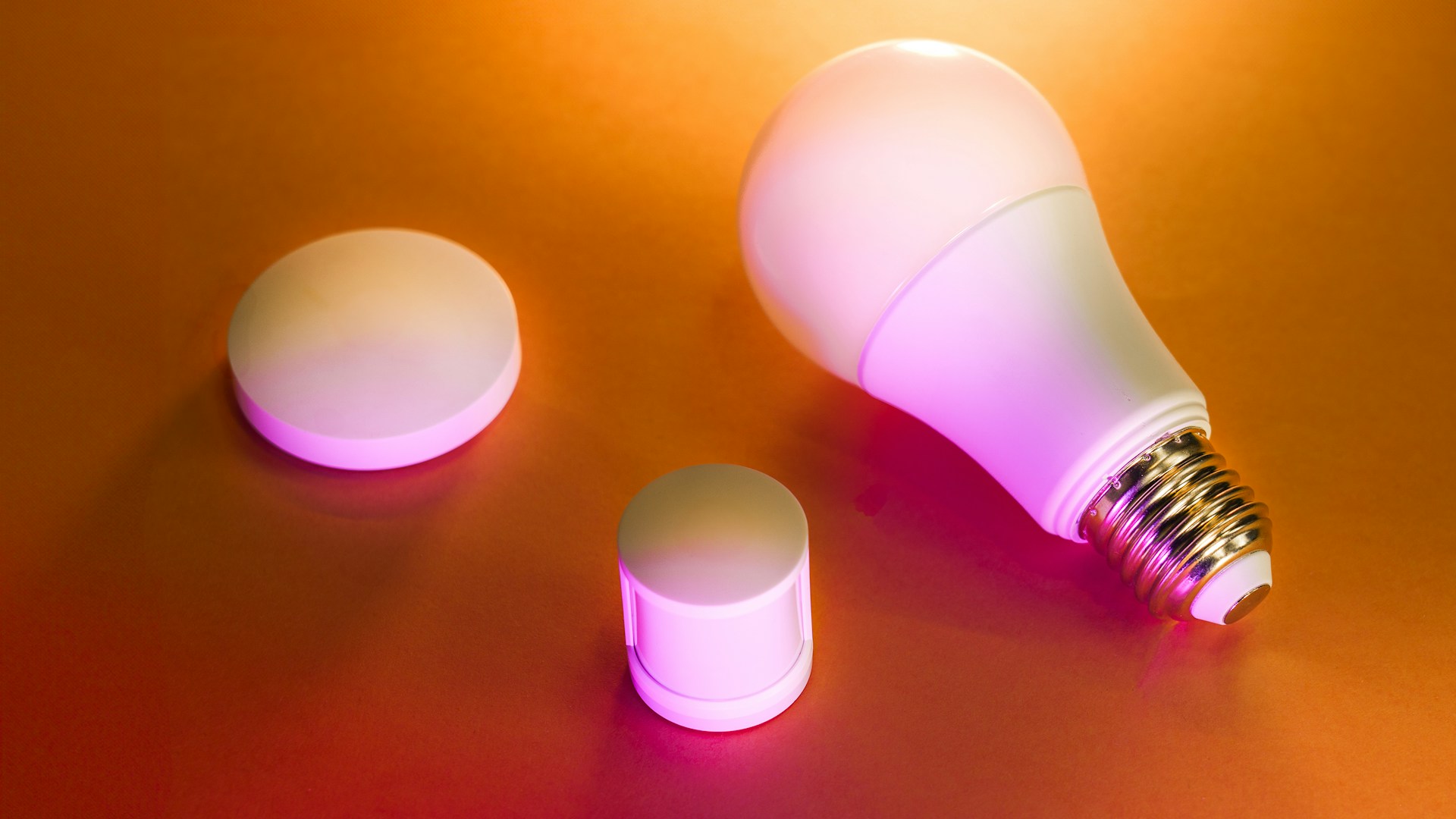 a close up of a light bulb on a table