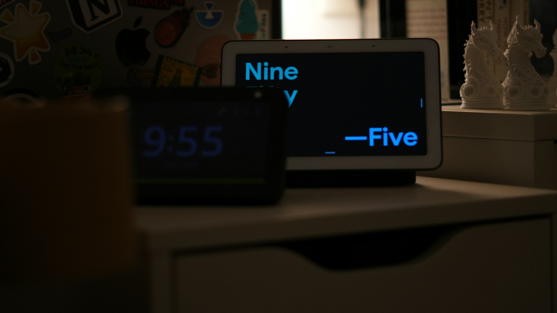 Two digital clocks display different times