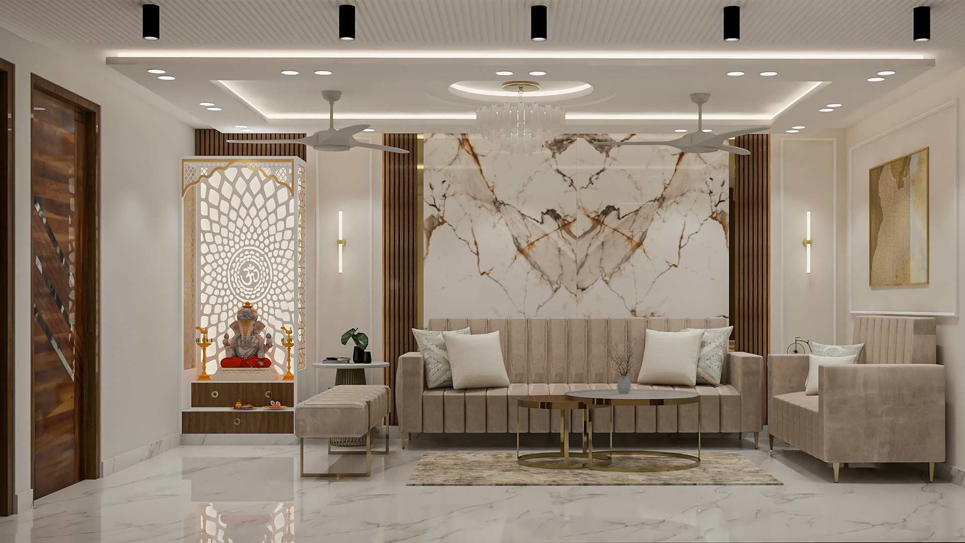 A luxurious, modern living room with exquisite design.